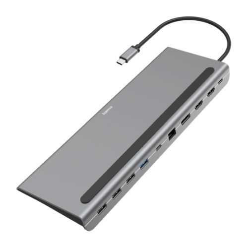 Hama Connect2Office Pro USB-C 10-in-1 Docking Station - USB-C (PD Power), USB-C (Data), 4x USB-A, 2x HDMI, DisplayPort, RJ45, Aluminium physical HAMA New 00200100 MemoX