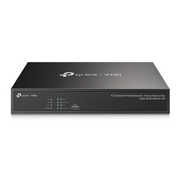 TP-LINK (VIGI NVR1004H-4P) 4 Channel PoE+ Network Video Recorder, 4K HDMI Output, 16MP Decoding Capacity, H.265+, ONVIF, Two-Way Audio