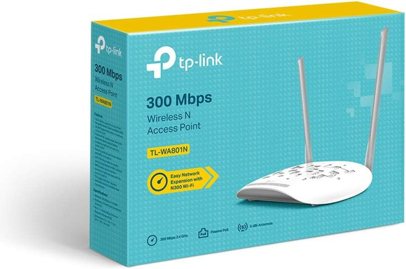 TP-LINK (TL-WA801N) 2.4Ghz 300Mbps Wireless N Access Point, Fixed Antennas, Multi-mode - Repeater, Multi-SSID, Client, Bridge with AP