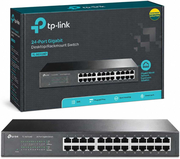 TP-LINK (TL-SG1024D) 24-Port Gigabit Unmanaged Desktop/Rackmount Switch, Steel Case physical TP-LINK New TL-SG1024D MemoX