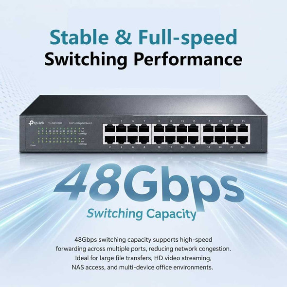 TP-LINK (TL-SG1024D) 24-Port Gigabit Unmanaged Desktop/Rackmount Switch, Steel Case physical TP-LINK New TL-SG1024D MemoX