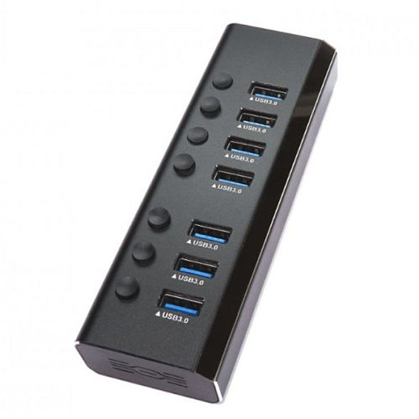 Spire External 7-Port USB 3.0 Hub, External Power, Individually Switched, LED Indicators, Aluminium