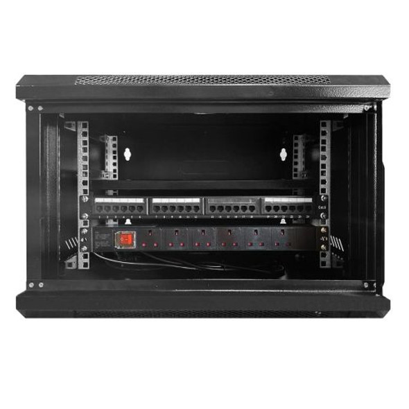 Jedel 6U 450mm Wall Data Cabinet + PDU + Patch Panel, Prebuilt