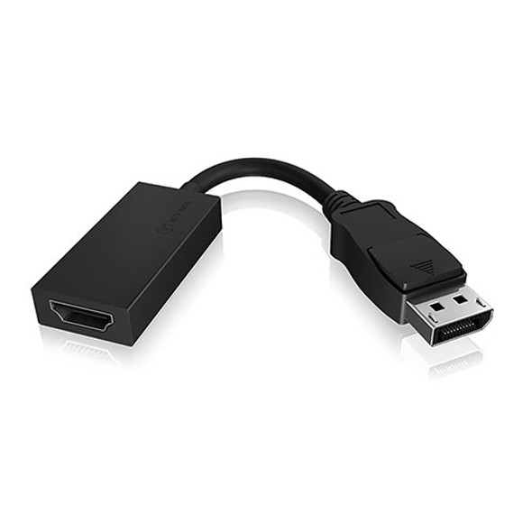 Icy Box DisplayPort 1.2 Male to HDMI Female Converter Cable, 16.5cm, Black