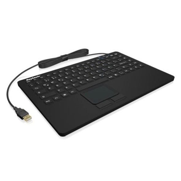 Icy Box Keysonic (KSK-5230IN) Industrial Mini USB Keyboard w/ Touchpad, IP68 Waterproof & Dustproof, Black