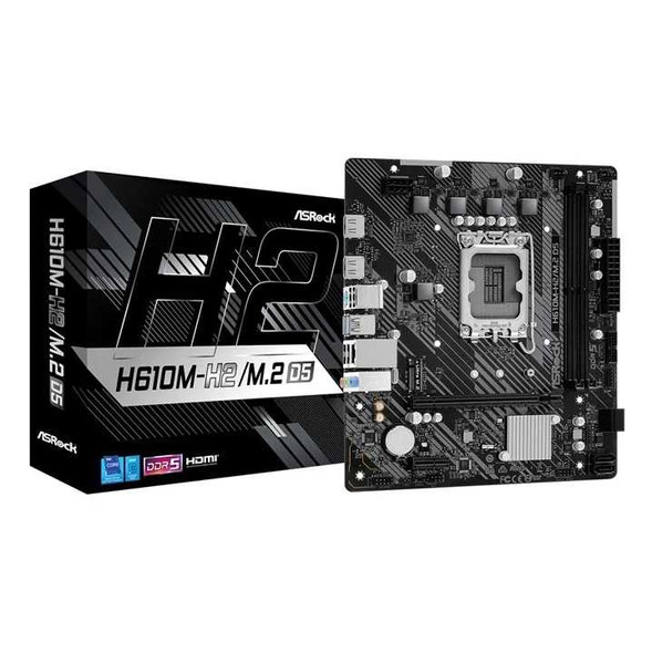 Asrock H610M-H2/M.2 D5, Intel H610, 1700, Micro ATX, 2 DDR5, 2 HDMI, GB LAN, PCIe4, 1x M.2 physical ASROCK New H610M-H2/M.2 D5 MemoX