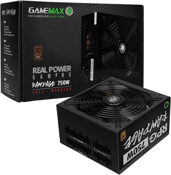 GameMax 750W RPG Rampage Fully Modular PSU, 80+ Bronze, Flat Black Cables, Power Lead Not Included physical GAMEMAX New GMXRPG750FMOD MemoX