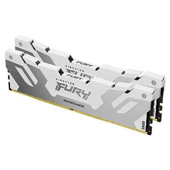 Kingston Fury Renegade 64GB Kit (2 x 32GB), DDR5, 6400MHz, CL32, 1.4V, ECC, XMP 3.0, PMIC, DIMM Memory, White/Silver