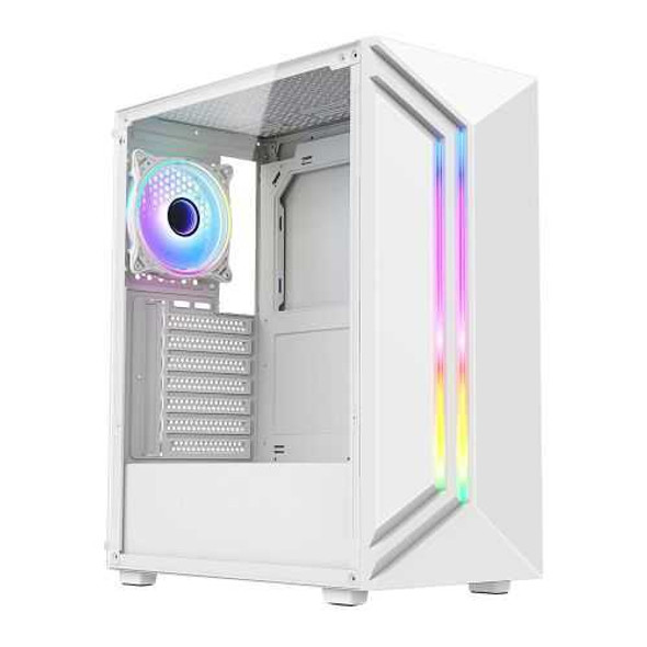 Vida Apollo White ARGB Gaming Case w/ Glass Window, ATX, Rear ARGB Fan, Front LED Strips physical VIDA New APOLLO-WHT MemoX