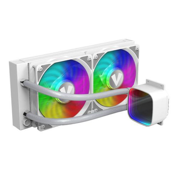 Vida Aquilo 240mm ARGB Liquid CPU Cooler, 2x ARGB PWM Fans, Infinity Mirror RGB Pump Head, White