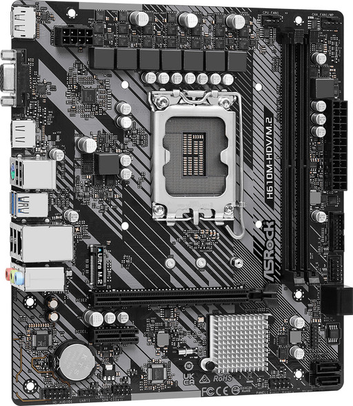 Asrock H610M-HDV/M.2 R2.0, Intel H610, 1700, Micro ATX, 2 DDR4, VGA, HDMI, DP, PCIe4, 1x M.2