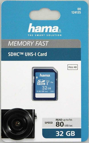 Hama SDHC 32GB UHS-I Class1 Super Fast Memory Card C10 - (533x / 80Mb/s) physical HAMA New 124135 MemoX