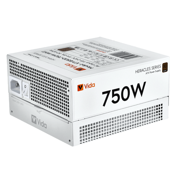 Vida 750W Heracles White ATX Gaming PSU, 80+ Bronze, 140mm Ultra-Quiet FDM Fan, Flat White Cables, Power Lead Not Included physical VIDA New XTY850D-750W-WHT MemoX