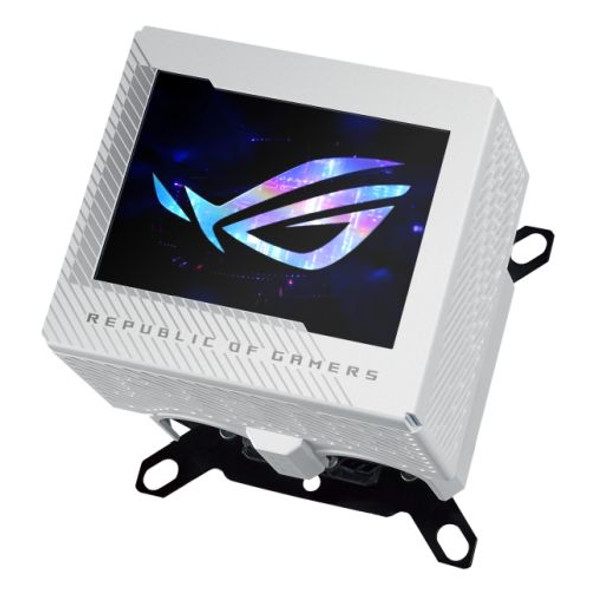 Asus ROG Ryujin III WB White Edition CPU Water Block, Full-Colour 3.5" LCD Customisable Screen, Embedded VRM Fan