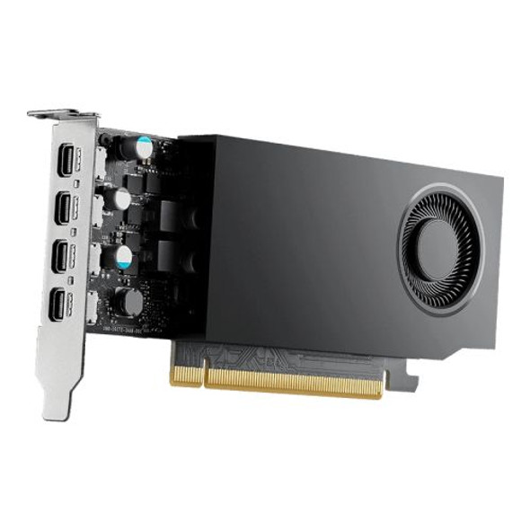 PNY RTXA1000 Professional Graphics Card, 8GB DDR6, 4 miniDP 1.4 (4x DP adapters), 2304 CUDA Cores, Low Profile (Bracket Included), Retail