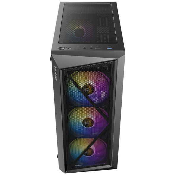 Antec AX67 ARGB Mid-Tower Gaming PC Case, Full Mesh Front, Tempered Glass, 4 x 120mm ARGB Fans, ATX/Micro-ATX/ITX Compatible physical ANTEC New 0-761345-10207-0 MemoX