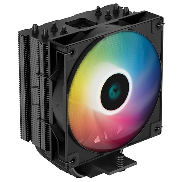 DeepCool AG400 Black ARGB V2 CPU Air Cooler, 120mm PWM Fan, 4 Direct Touch Heat Pipes, Addressable RGB, LGA1851/1700/1200, AM5/AM4 Compatible, High-Performance Single Tower Cooler physical DEEPCOOL New R-AG400-BKAMMN-GJD MemoX