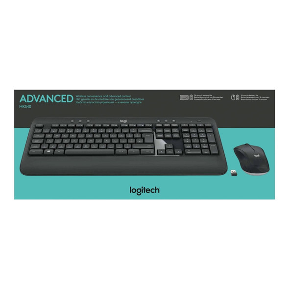 Logitech MK540 Advanced Wireless Keyboard and Mouse Combo  UK Layout Unifying Receiver