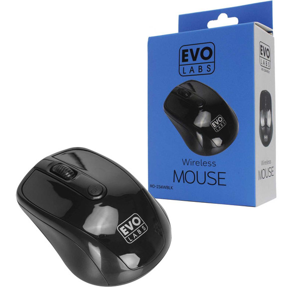 EVO Labs MO-234WBLK Wireless Mouse 2.4GHz USB Mouse for PC, Mac & Laptop physical EVO LABS New MO-234W BLACK MemoX