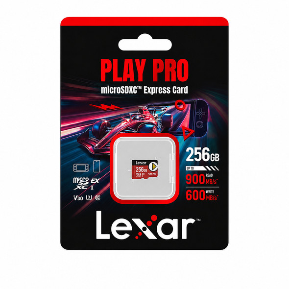 Lexar PLAY PRO 256GB microSD Express Card – 900MB/s, U3, Switch 2 Ready