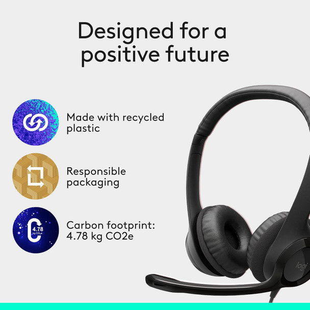 Logitech H390 USB Headset with Boom Microphone, In-line Controls,  Enhanced Digital Audio, Padded Headband & Earcups