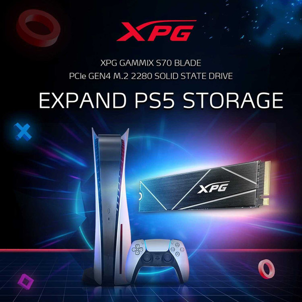 ADATA 1TB XPG GAMMIX S70 Blade M.2 NVMe SSD, M.2 2280, PCIe 4.0, 3D NAND, R/W 7400/5500 MB/s, 740K/740K IOPS, PS5 Compatible, No Heatsink physical ADATA New AGAMMIXS70B-1T-CS MemoX
