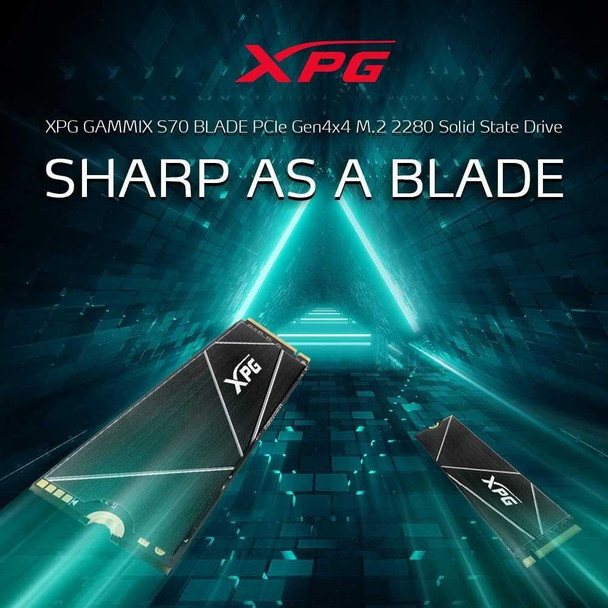 ADATA 1TB XPG GAMMIX S70 Blade M.2 NVMe SSD, M.2 2280, PCIe 4.0, 3D NAND, R/W 7400/5500 MB/s, 740K/740K IOPS, PS5 Compatible, No Heatsink physical ADATA New AGAMMIXS70B-1T-CS MemoX