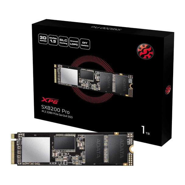 ADATA 1TB XPG SX8200 PRO M.2 NVMe SSD, M.2 2280, PCIe, 3D NAND, R/W 3500/3000 MB/s, 390K/380K IOPS, XPG Heatsink Included physical ADATA New ASX8200PNP-1TT-C MemoX