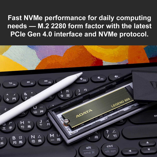 ADATA 2TB Legend 800 M.2 NVMe SSD, M.2 2280, PCIe Gen4, 3D NAND, R/W 3500/2800 MB/s, No Heatsink physical ADATA New ALEG-800-2000GCS MemoX