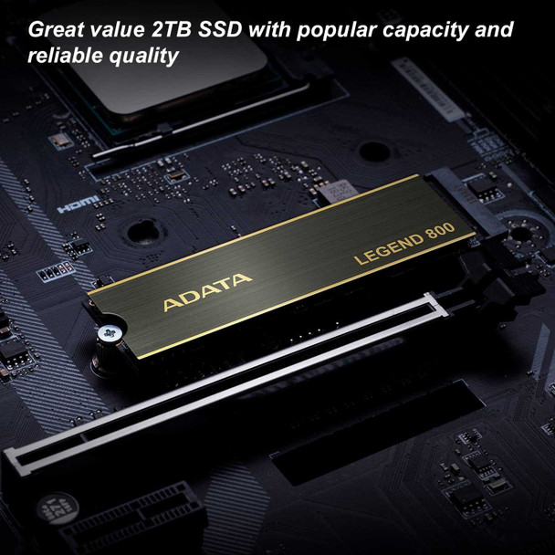 ADATA 2TB Legend 800 M.2 NVMe SSD, M.2 2280, PCIe Gen4, 3D NAND, R/W 3500/2800 MB/s, No Heatsink physical ADATA New ALEG-800-2000GCS MemoX