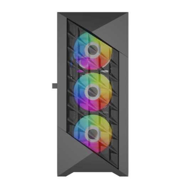 Vida Typhoon Black ARGB Gaming Case w/ Glass Window, ATX, Mesh Front, 4x ARGB Fans physical VIDA New TYPHOON-BLK MemoX