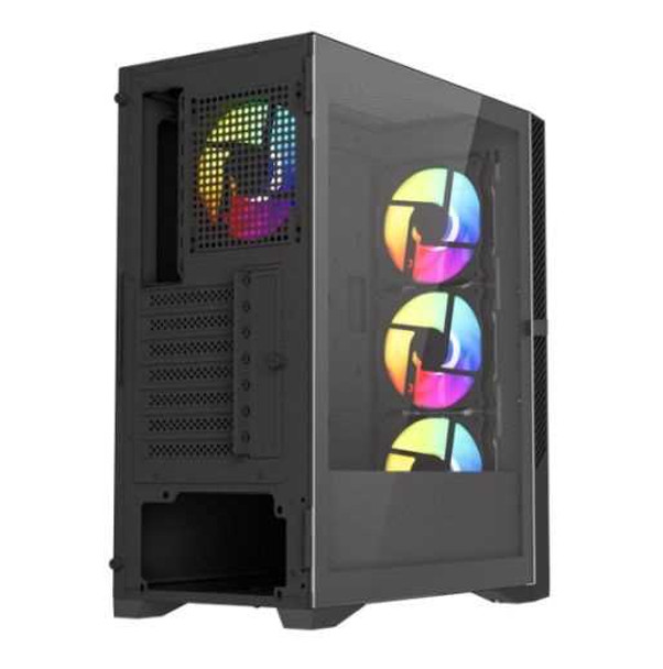 Vida Typhoon Black ARGB Gaming Case w/ Glass Window, ATX, Mesh Front, 4x ARGB Fans physical VIDA New TYPHOON-BLK MemoX