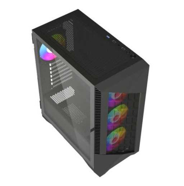 Vida Typhoon Black ARGB Gaming Case w/ Glass Window, ATX, Mesh Front, 4x ARGB Fans physical VIDA New TYPHOON-BLK MemoX