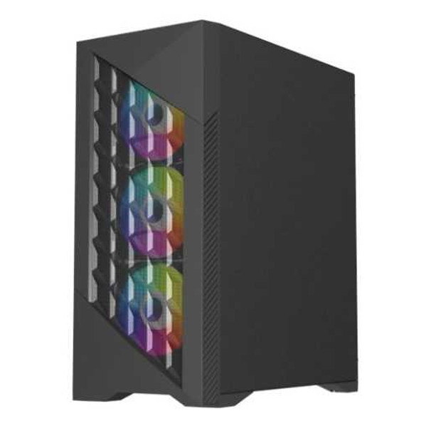 Vida Typhoon Black ARGB Gaming Case w/ Glass Window, ATX, Mesh Front, 4x ARGB Fans physical VIDA New TYPHOON-BLK MemoX