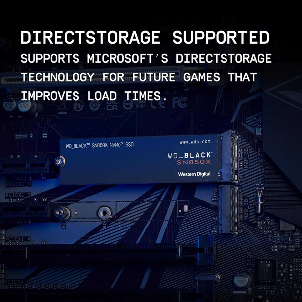 WD 1TB Black SN850X M.2 NVMe SSD, M.2 2280, PCIe4, TLC 3D NAND, R/W 7300/6300 MB/s, 800K/1,100K IOPS, No Heatsink physical WD New WDS100T2X0E MemoX