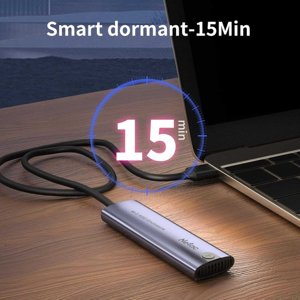 Netac WH51 M.2 PCIe/SATA SSD Caddy, USB 3.1 Gen2 Type-C, Compatible with 2280/2260/2242/2230, Aluminium, USB A+C to USB-C Cable physical Netac New NT07WH51-32CA MemoX