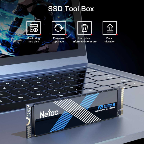 Netac 2TB NV7000-Q M.2 NVMe Gen4 SSD, M.2 2280, PCIe4, 3D NAND, R/W 7100/6200 MB/s, Heatspreader physical Netac New NT01NV7000Q-2T0-E4X MemoX