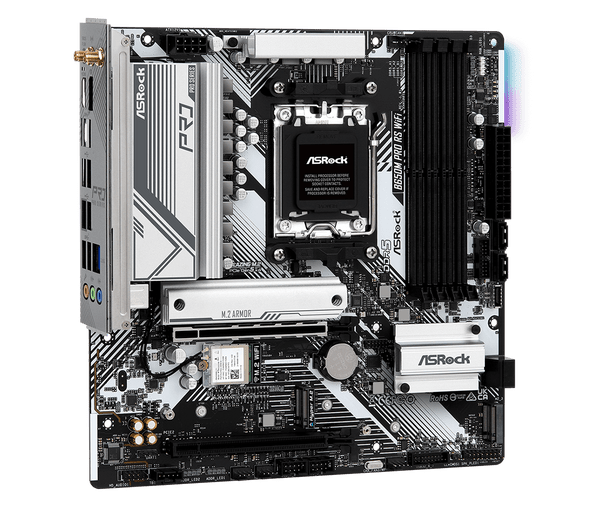 Asrock B650M PRO RS WIFI, AMD B650, AM5, Micro ATX, 4 DDR5, HDMI, DP, 2.5G LAN, Wi-Fi 6E, PCIe4, RGB, 3x M.2 physical ASROCK New B650M PRO RS WIFI MemoX