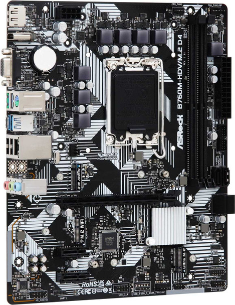 Asrock B760M-HDV/M.2 D4, Intel B760, 1700, Micro ATX, 2 DDR4, VGA, HDMI, DP, GB LAN, PCIe4, 2x M.2 physical ASROCK New B760M-HDV/M.2 D4 MemoX