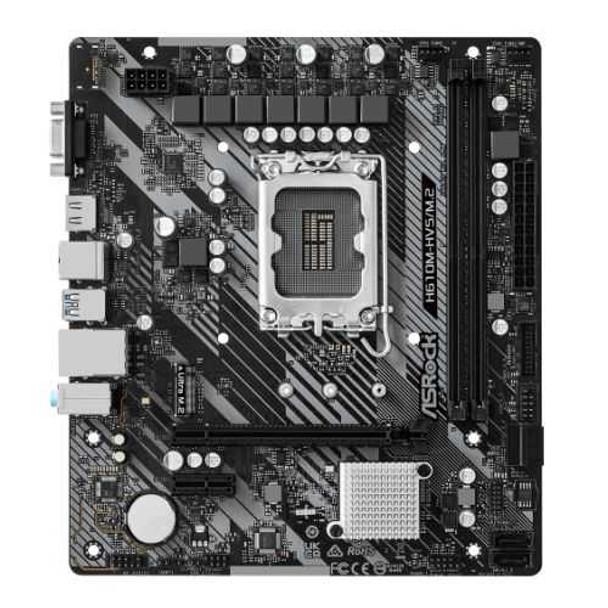 Asrock H610M-HVS/M.2 R2.0, Intel H610, 1700, Micro ATX, 2 DDR4, VGA, HDMI, PCIe4, 1x M.2 physical ASROCK New H610M-HVS/M.2 R2.0 MemoX