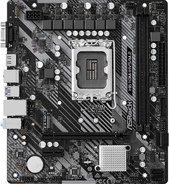 Asrock H610M-HVS/M.2 R2.0, Intel H610, 1700, Micro ATX, 2 DDR4, VGA, HDMI, PCIe4, 1x M.2 physical ASROCK New H610M-HVS/M.2 R2.0 MemoX