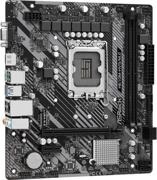 Asrock H610M-HVS/M.2 R2.0, Intel H610, 1700, Micro ATX, 2 DDR4, VGA, HDMI, PCIe4, 1x M.2 physical ASROCK New H610M-HVS/M.2 R2.0 MemoX