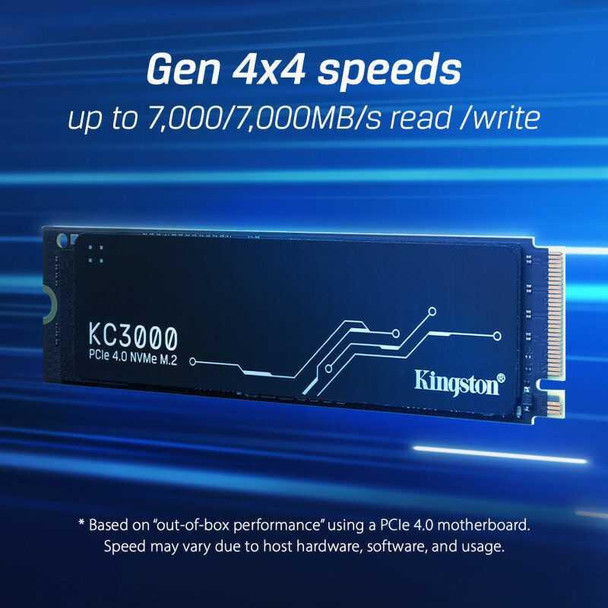  Kingston 512GB KC3000 M.2 NVMe SSD, M.2 2280, PCIe4, 3D TLC NAND, R/W 7000/3900 MB/s, 450K/900K IOPS, Aluminium Heatspreader 