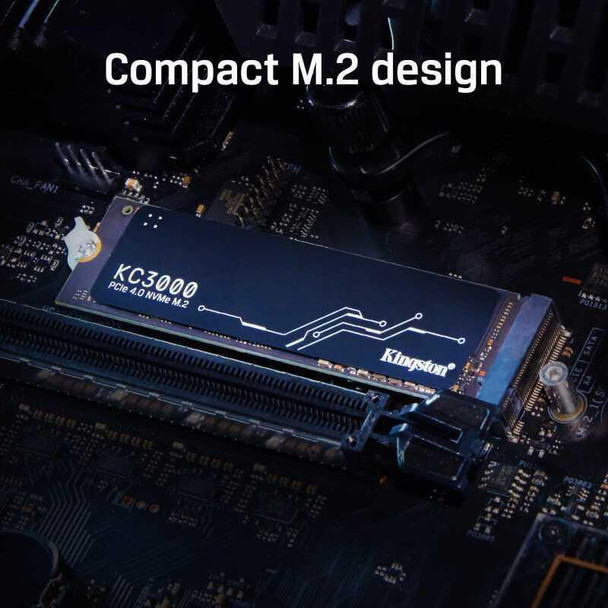  Kingston 512GB KC3000 M.2 NVMe SSD, M.2 2280, PCIe4, 3D TLC NAND, R/W 7000/3900 MB/s, 450K/900K IOPS, Aluminium Heatspreader 