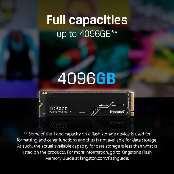  Kingston 512GB KC3000 M.2 NVMe SSD, M.2 2280, PCIe4, 3D TLC NAND, R/W 7000/3900 MB/s, 450K/900K IOPS, Aluminium Heatspreader 