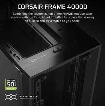 Corsair 4000D Airflow Gaming Case w/ Tempered Glass Window, E-ATX, 2 x AirGuide Fans, High-Airflow Front Panel, USB-C, Black physical CORSAIR New CC-9011200-WW MemoX