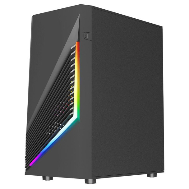 VIDA Vida Genesis Black ARGB Gaming Case w/ Glass Window, Micro ATX, 2x ARGB Fans, Front ARGB Strip 