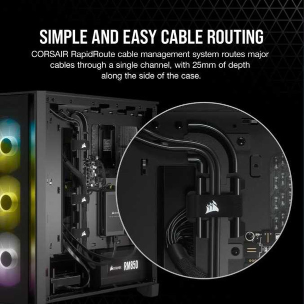 Corsair iCUE 4000X RGB Gaming Case w/ Tempered Glass Window, E-ATX, 3 x AirGuide RGB Fans, Lighting Node CORE included, USB-C, Black physical CORSAIR New CC-9011204-WW MemoX