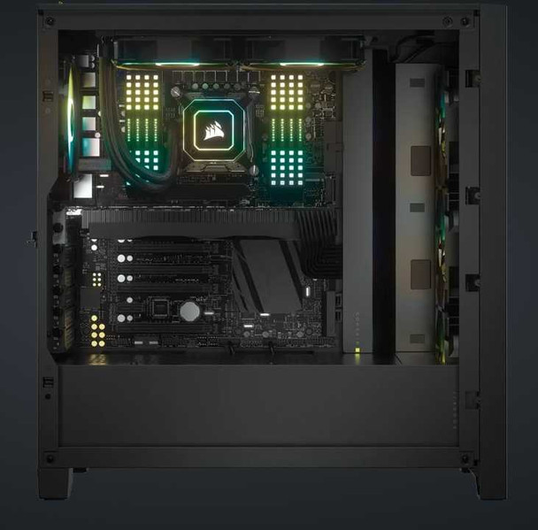 Corsair iCUE 4000X RGB Gaming Case w/ Tempered Glass Window, E-ATX, 3 x AirGuide RGB Fans, Lighting Node CORE included, USB-C, Black physical CORSAIR New CC-9011204-WW MemoX