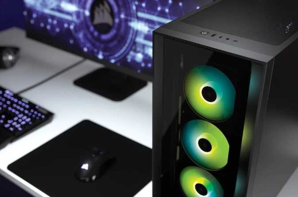 Corsair iCUE 4000X RGB Gaming Case w/ Tempered Glass Window, E-ATX, 3 x AirGuide RGB Fans, Lighting Node CORE included, USB-C, Black physical CORSAIR New CC-9011204-WW MemoX